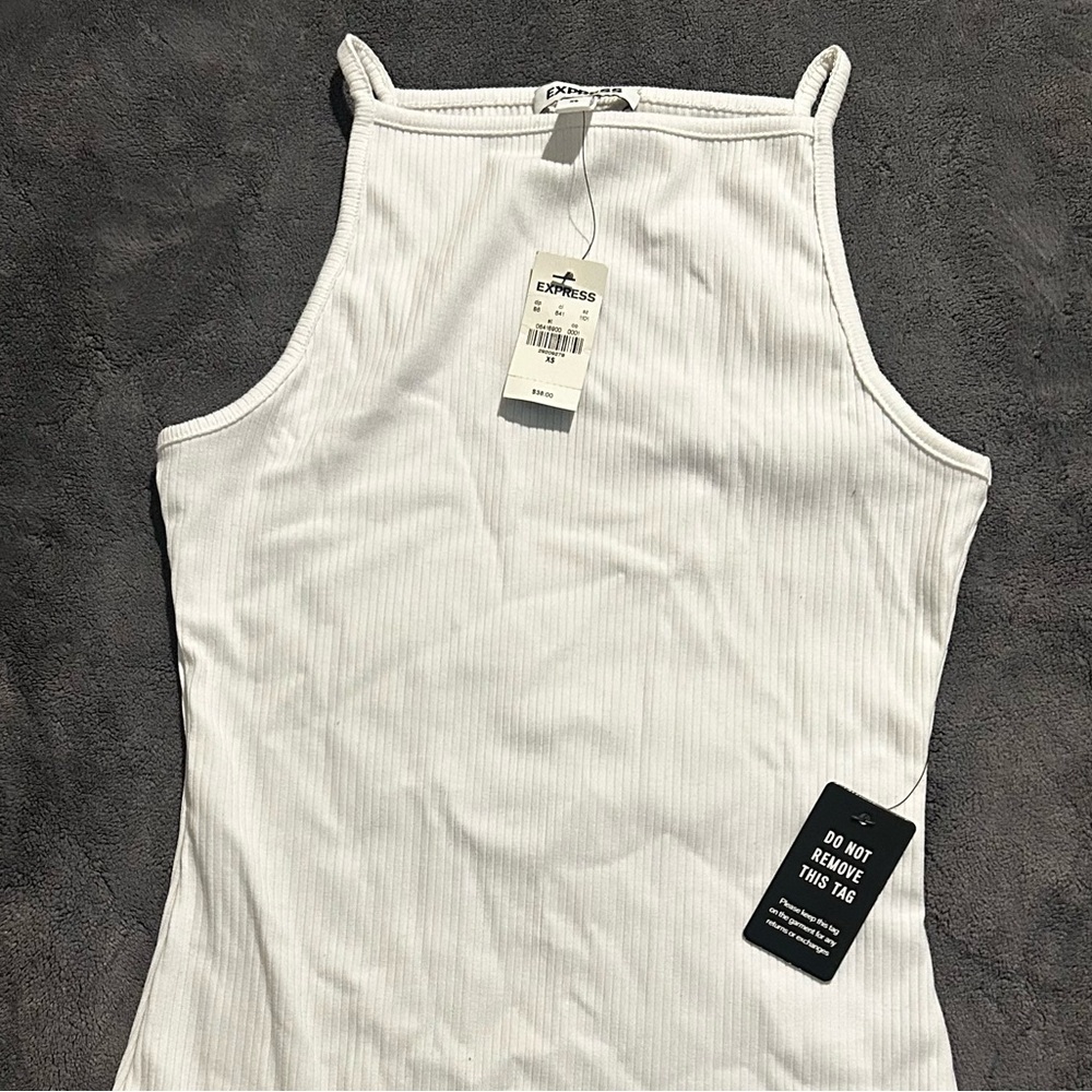 Express White Ribbed Bodysuit